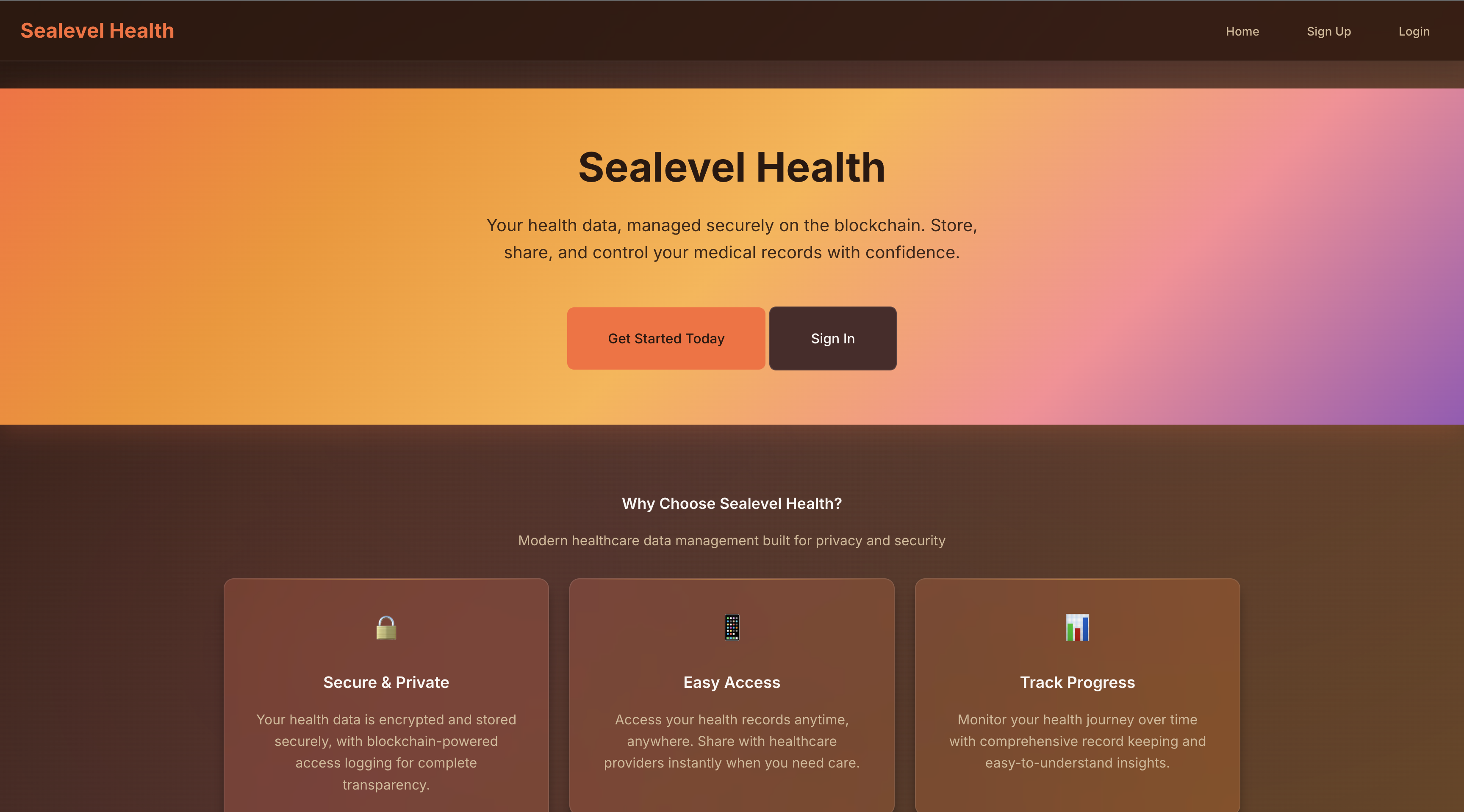 Sealevel Health Landing Page